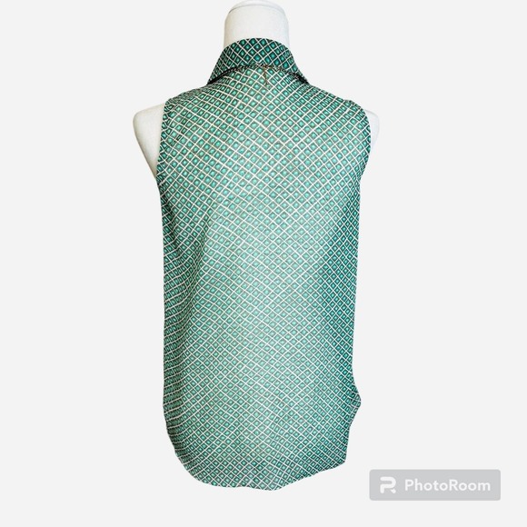 Vince Camuto Tank Top Blouse Women’s sz. XS Green Collared Tunic Top - Picture 7 of 8